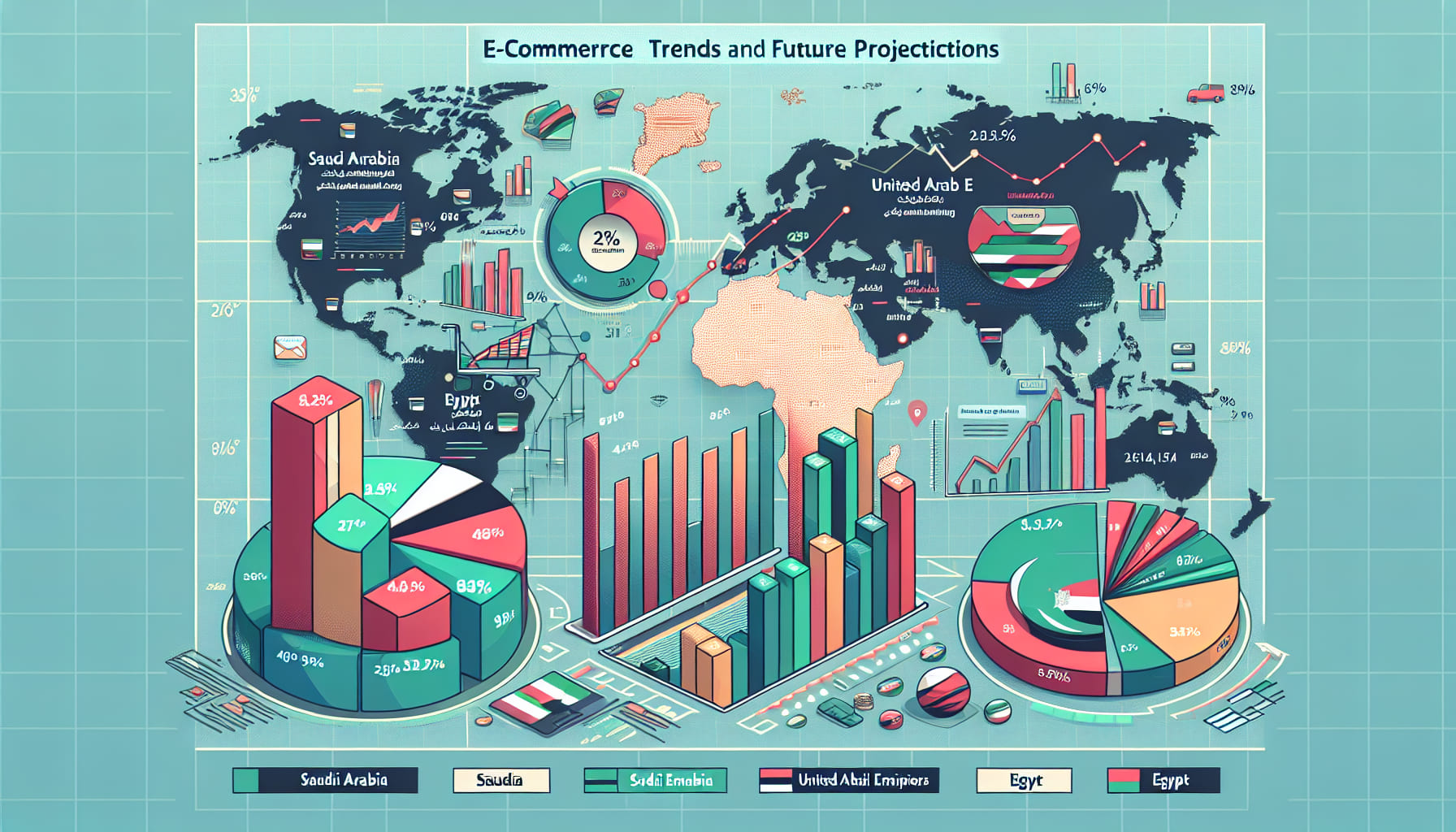 המסחר האלקטרוני בסעודיה, איחוד האמירויות ומצרים - נתוני שוק ותחזיות